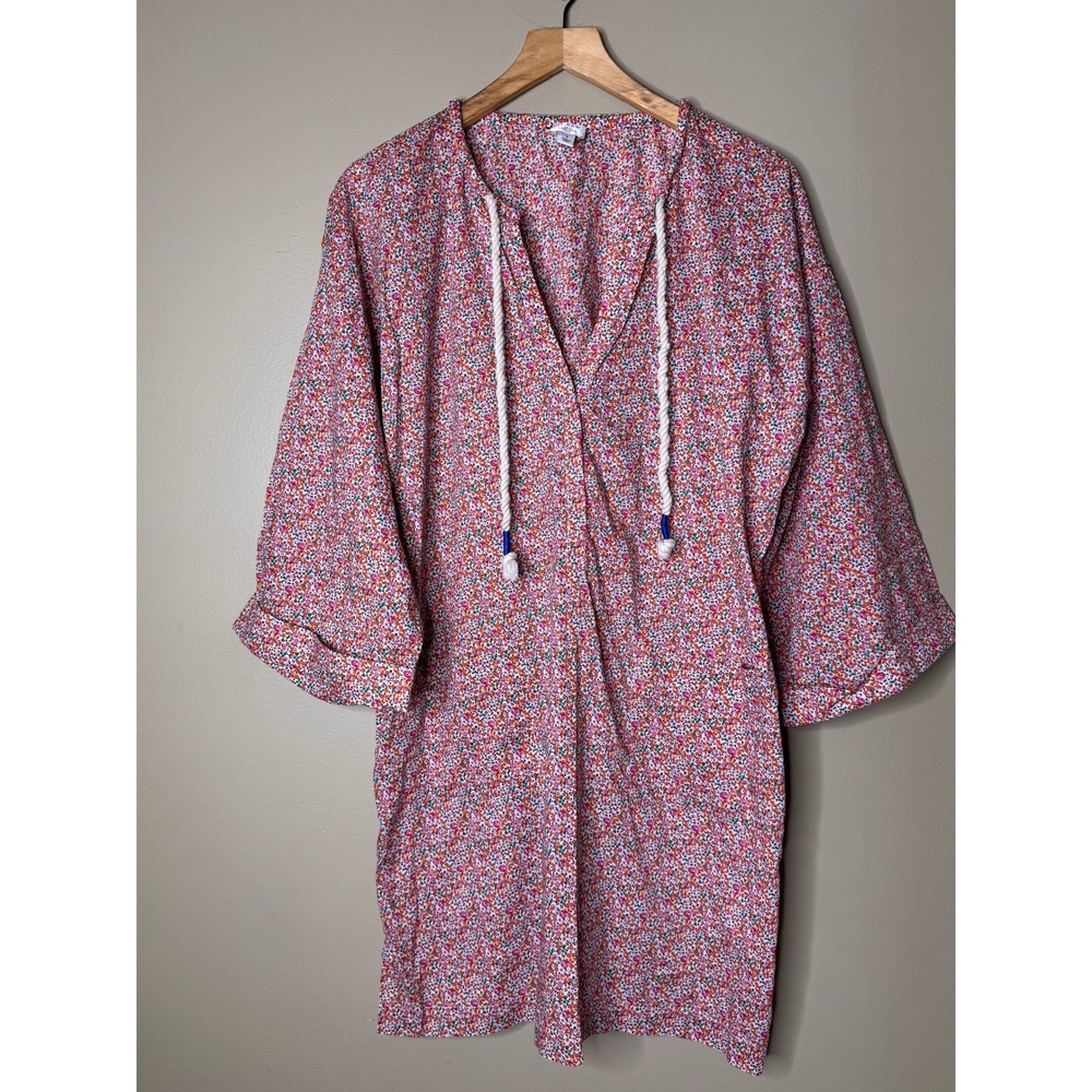J.Crew Liberty Fabric Floral Beach Tunic Cover Up Caftan Dress L Cotton